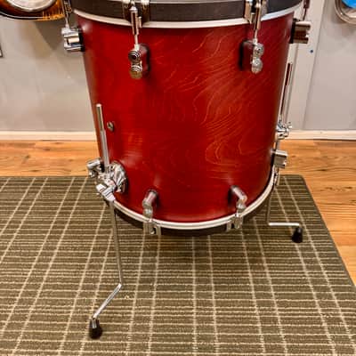 PDP Concept Maple 16x16” Floor Tom in Oxblood Satin Finish with Wood Hoops image 3