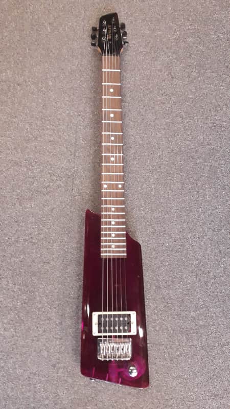 WESLEY travel electric guitar, trans-purple perspex body, used, good condition trans purple image 1