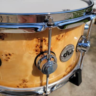 DW Collector's Series Exotic VLT 7x14 Snare Drum - Mapa Burl W/ Protection Racket Bag (C013-4) image 4