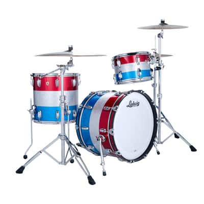 Ludwig *Pre-Order* Classic Maple Banded Sparkle Red/Silver/Blue Fab 14x22/9x13/16x16 | Limited Edition | Drums | Shell Pack | NEW | Special Edition | Special Order | Authorized Dealer image 1