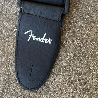 Fender 2" Black Poly Strap with White Logo 2016 - White image 1