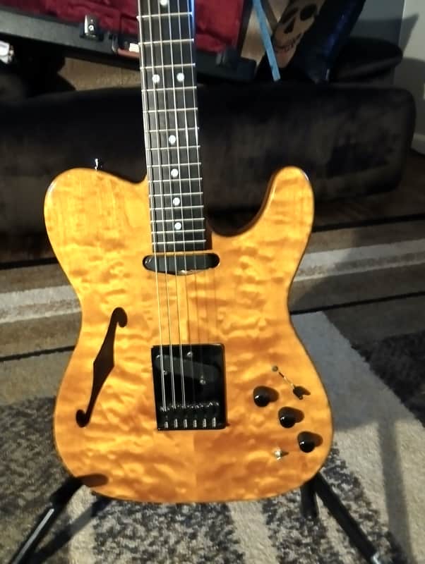 Warmoth Telecaster 2016 - Amber burled maple image 1