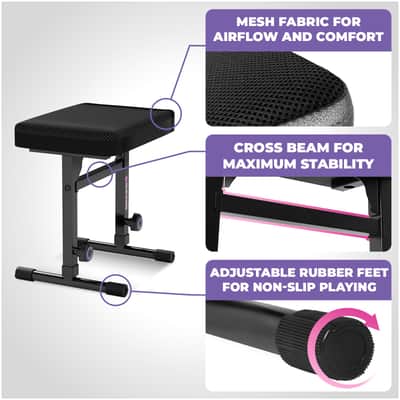 Liquid Stands Heavy Duty Keyboard Stand and Adjustable Bench Chair Set - For 54-88 Key Electric Pianos (Black) image 5