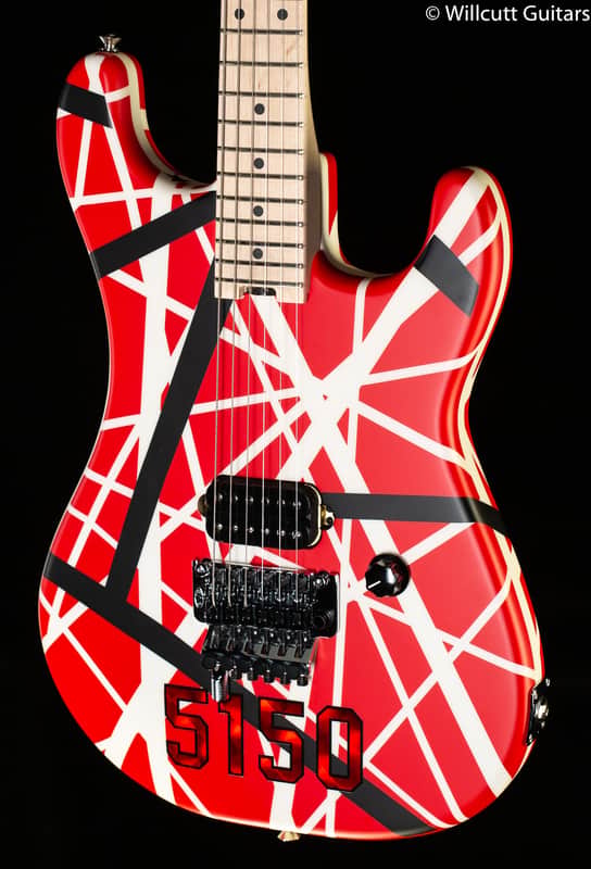 EVH Striped Series 5150 Maple Fingerboard Red with Black and White Stripes (377) image 1