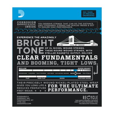 D'Addario Bass Strings XL Nickel 32-130 32-45-65-80-100-130, EXL170-6 - String Set for 6 String Bass Guitar image 2