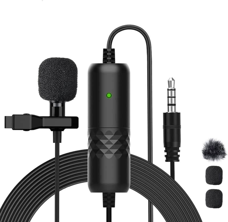 Lavalier Microphone Omnidirectional Lapel Mic 6M/ 19.7ft Cable Recording for Smartphones Camera Laptop PC for Interview YouTube Vlog Live Streamings image 1