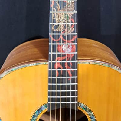 Blueberry Handmade Acoustic Guitar Grand Concert Dragon Motif image 5