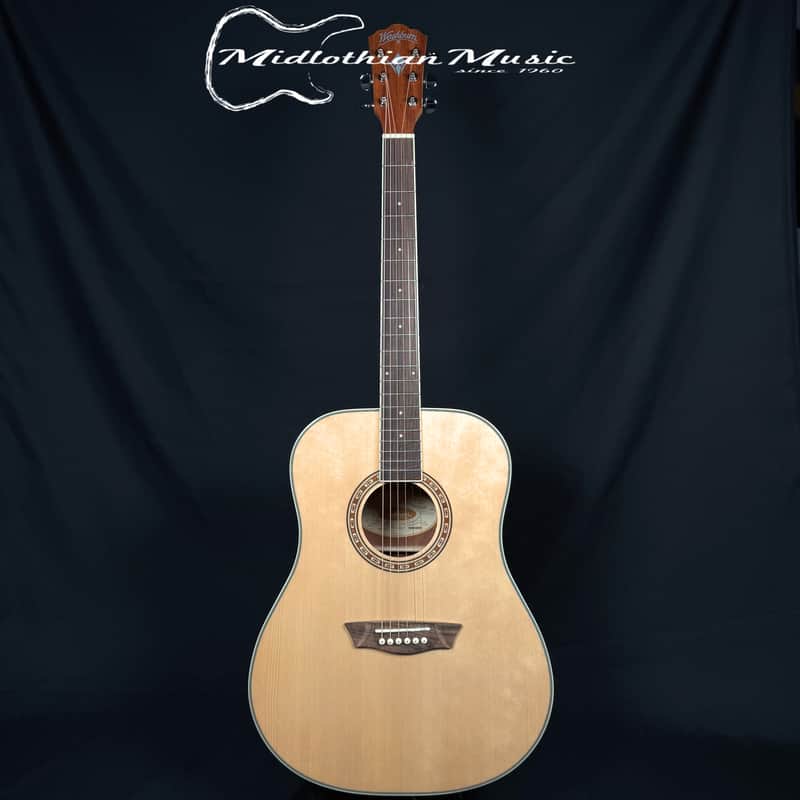 Washburn WD7S-A - 6-String Acoustic Dreadnought Guitar - Natural Gloss Finish image 1