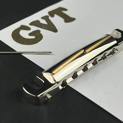 Faber RH Vintage Spec ALU Compensated Wraparound Tailpiece, Nickel, gloss, Intonation Bar: Brass image 2