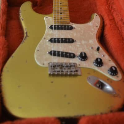 American Fender Stratocaster Relic Custom Vintage Gold Chartreuse Sparkle Texas Specials image 2