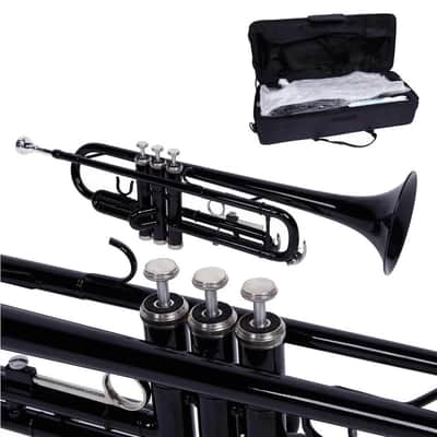 School Student Black Bb Beginner Trumpet + Case + Gloves Mouthpiece With Case image 1