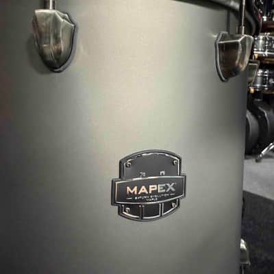 ~WOW!~ Mapex Saturn Evolution Maple/Walnut Hybrid 6-Piece 8/10/12/14/16/22 Drum Kit Set in Gun Metal Grey Lacquer with Black Nickel Hardware image 8