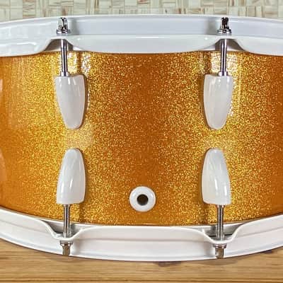 Click Icon 6.5x14 5ply 5+5 Maple Snare Drum Orange Misty Sparkle image 4
