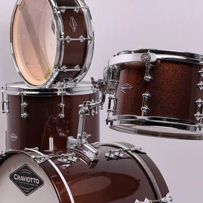 Craviotto 20/12/14/5.5x14" Solid Poplar Shell Drum Set - Copper Sparkle Lacquer image 2
