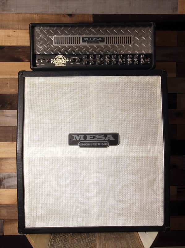 Mesa Boogie Solo Triple Rectifier Head 150W and 4x12 4FB Slant Cabinet Mid 2000s Black / White Mesh image 1
