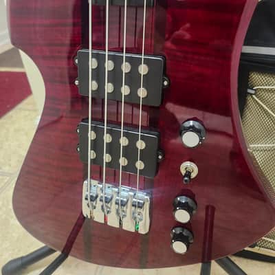 B.C. Rich Mockingbird ST bass w/case neckthru flame maple red image 3