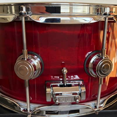DW Collector’s Series 333 Maple 6.5x14” Snare Drum 2024 - Black Cherry Stain Lacquer over vertical Makore Exotic w/ Chrome Hardware image 4
