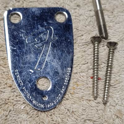 Fender 3 bolt neck plate with screws, early 1970's no serial number image 1