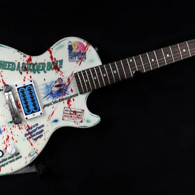 Custom Painted and Upgraded Epiphone Les Paul JR, Aged and Worn With Graphics and Matching Headstock image 3