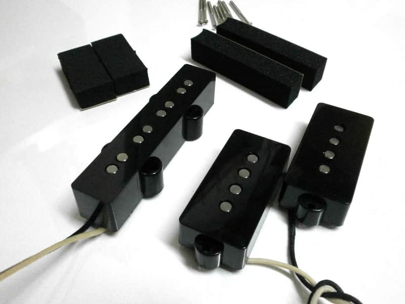 Q pickups Precision / Jazz Bass Set Black Hand Wound ALNICO 5 Q PJ-BASS Guitar Vintage Fits Fender image 1