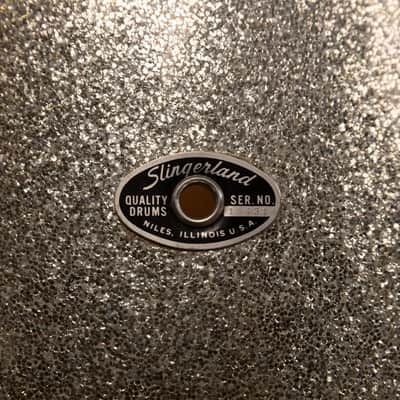 Slingerland Drumset Sparkling Silver Pearl 60`s - Sparkling Silver image 7
