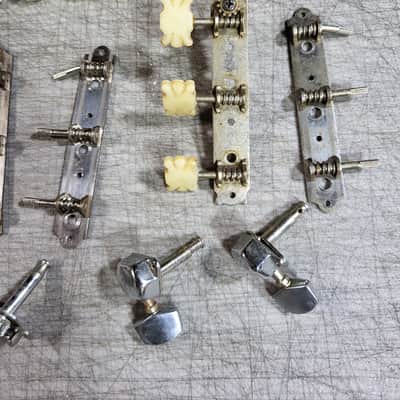 Pile of Vintage RARE 1960's Harmony Silvertone Kay Waverly Teisco Kluson 3x3 and 6 on a plate Guitar Tuners Luthier Parts #2 image 4