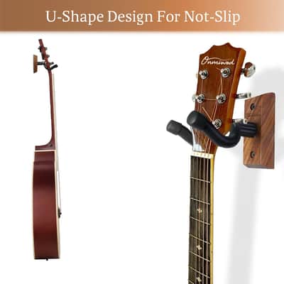 2 Pack Guitar Wall Hangers | Black Walnut Wood U Shape Guitar Holder Mount for Acoustic Electric Bass and Banjo image 2