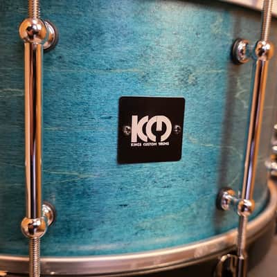 Kings Custom Drums 14x7" Maple Turquoise Snare w/ Wood Hoops image 7
