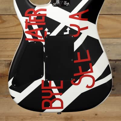 EVH Striped Series Circles Electric Guitar White & Black w/ Gigbag image 3