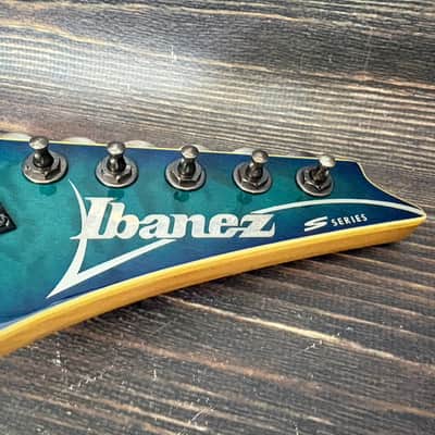 2012 Ibanez S570DXQM Wizard III Neck Bright Blue Burst image 3