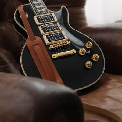 Tan 3/4" Vintage Style Guitar Strap image 2