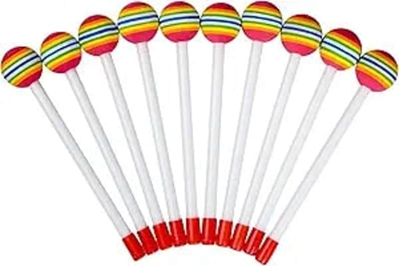 10 Pieces Drum Sticks for Kids, Rainbow Lollipop Drumsticks Soft Foam Head Beat Toy Percussion Mallets image 1