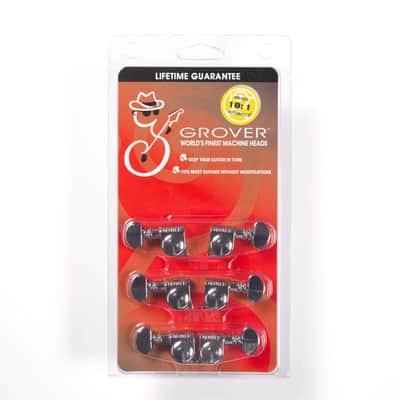 Genuine Grover 305C Mid-size Rotomatic 18:1 3x3 tuners, Chrome image 3