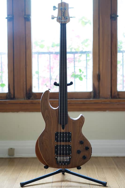 Wal Mk2 Fretless American Walnut Facings, Mahogany Core, Ebony Fretboard Electric Bass Guitar image 1