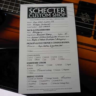 Schecter USA CUSTOM SHOP Synyster Gates FR Vintage Sunburst w/Pinstripes 6-String Electric Guitar w/ Black Tolex Case image 8