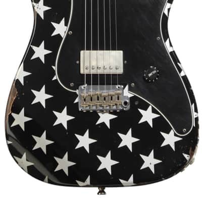 Friedman Vintage S Electric Guitar - Silver Metallic Stars over Black Medium Aged image 2