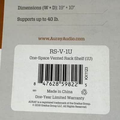 Auray One-Space Vented Rack Shelf (1U) image 3