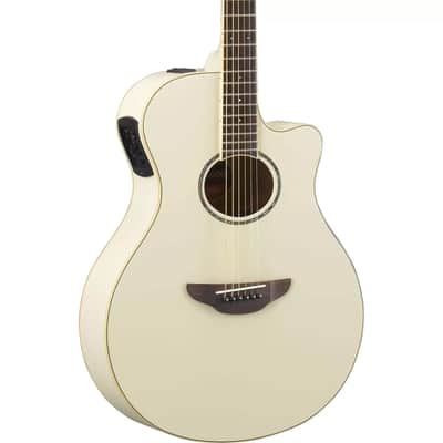 Yamaha APX600 Thinline Body Cutaway Acoustic-Electric Guitar, Vintage White image 2