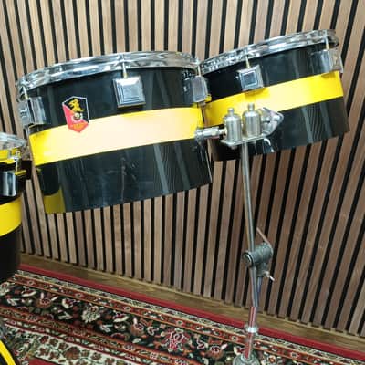 Vintage Eddie Ryan Large Custom Drum Kit – Blue/Yellow – 12,13,14,15,16,24″ image 6