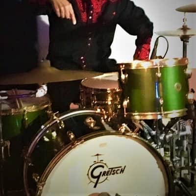 1955 Gretsch Cadillac Green, 3-ply Birdland drum set w/ gold plated hardware - Original/Excellent image 4