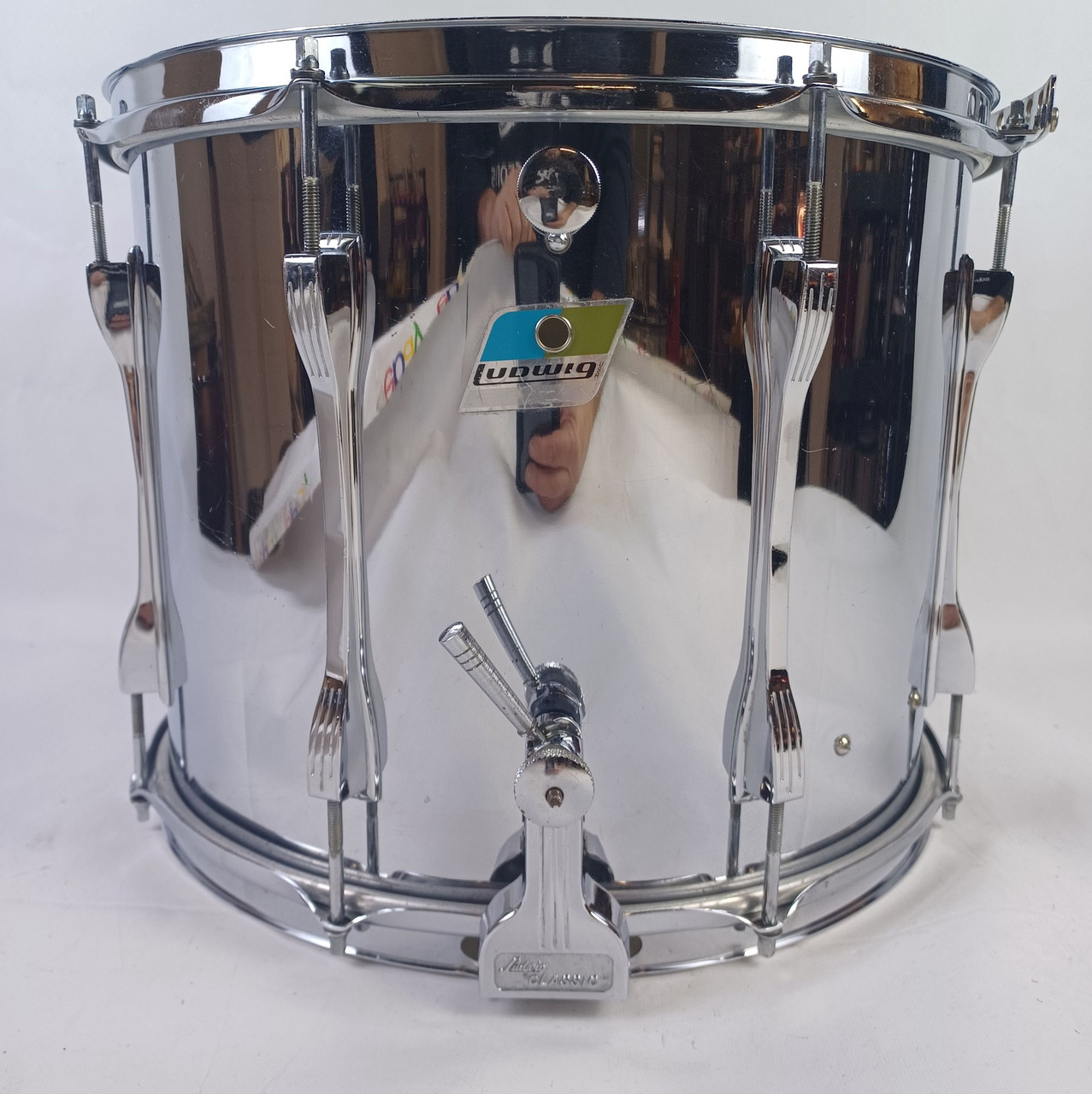 Ludwig 12x15"Chrome Ludalloy Snare Drum Blue/Olive"BO1"PreSerial Badge Vintage70 — main photograph