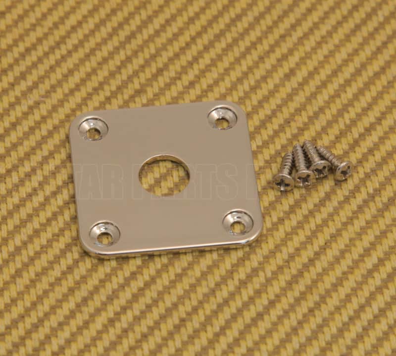 FSJP-N Flat Square Metal Jack Plate For Guitar/ Bass w/Screws - Nickel image 1