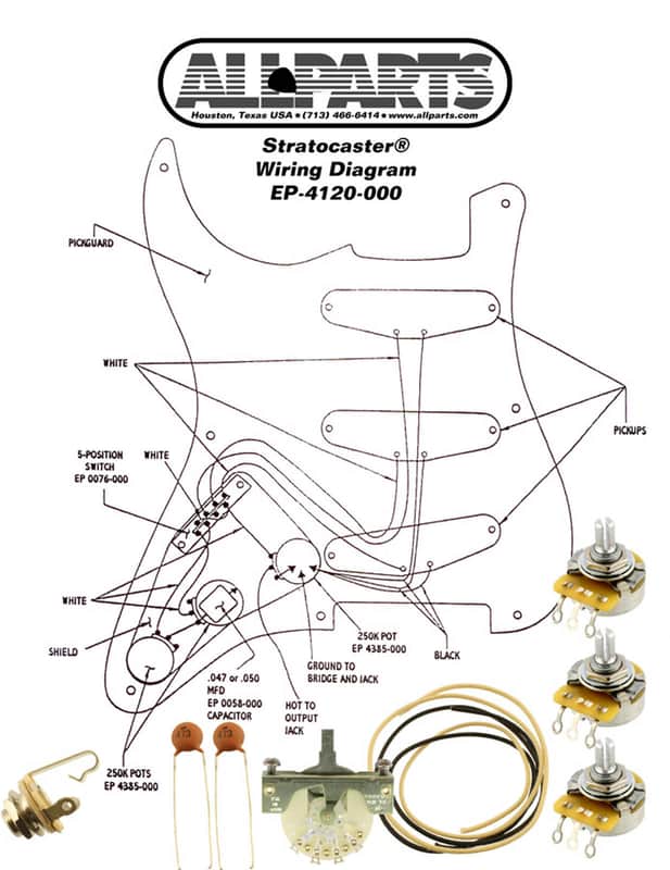 WIRING KIT-FENDER® STRATOCASTER STRAT Complete with Schematic Diagram USA Parts image 1