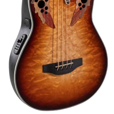 Ovation CEB44X-7C-G Celebrity Elite Mid-Depth Acoustic-Electric Bass Guitar Cognac Burst image 1
