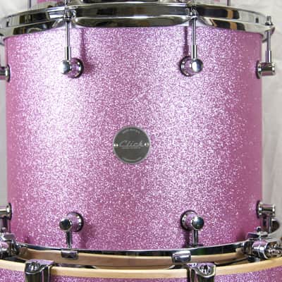 Click Icon 4pc Maple Drum Set Satin Pink Sparkle Shell Pack 18 14 10 14 image 22