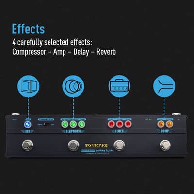 SONICAKE Guitar Multi Effect Pedal Overdrive Compressor Delay Reverb Guitar Pedal Twiggy Blues Vintage Blues Retro Rock Tone With Cab Sim image 3