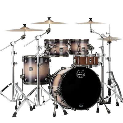 Mapex Saturn Evolution Fusion 4 Piece Shell Pack Without Snare - Exotic Violet Burst (SE504XMBPZ) image 2
