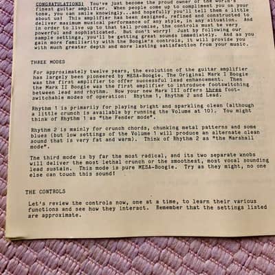 Mesa Boogie Mark III Operating Instructions Maintenance & Service Guide image 1