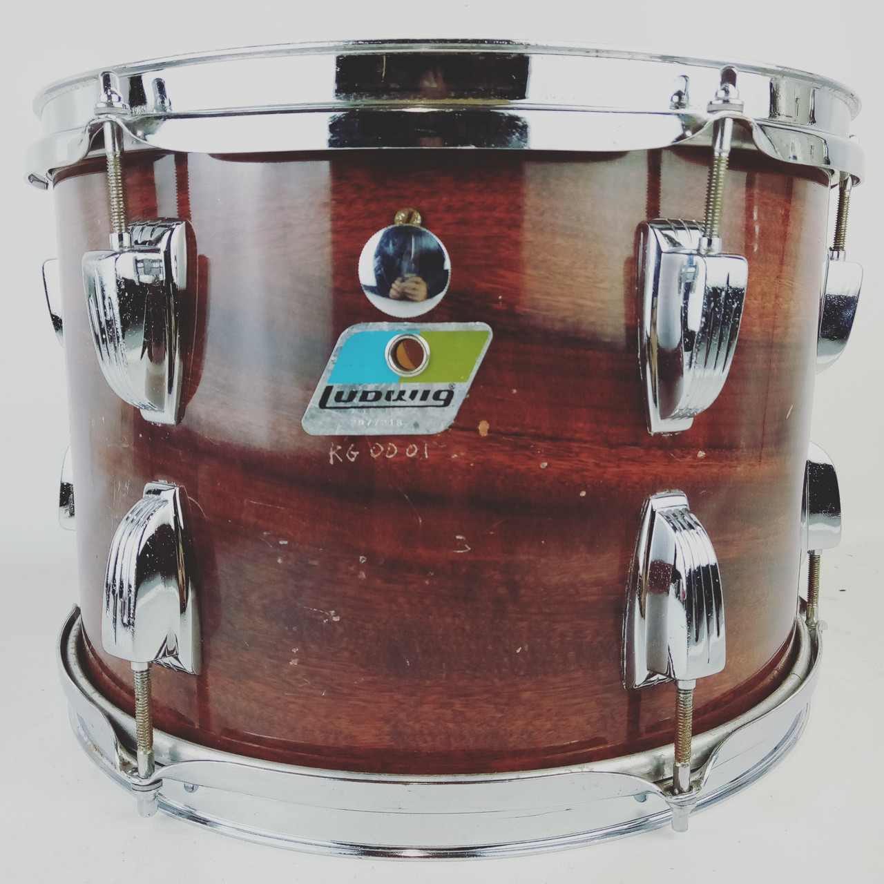 Ludwig 9x13"Mahogany Cortex Tom Drum Vintage 1980 Blue/Olive Badge 6ply Maple US — main photograph