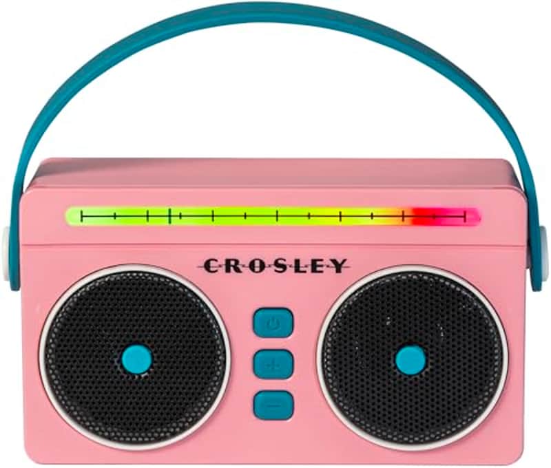 Crosley CR3050A-FG Mini Boombox Retro Portable Bluetooth Speaker, Flamingo image 1